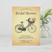 Invitation Fête des mariées vintage Floral (Debout devant)