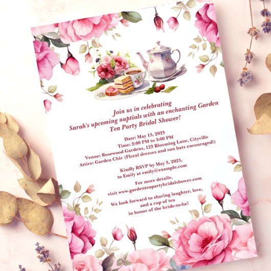 Invitation Fête des mariées vintage Garden Tea Party