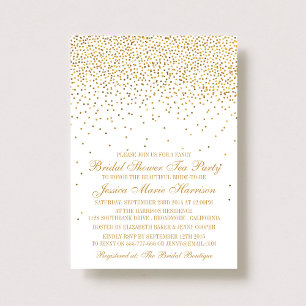 Invitation Fête des mariées vintage Glam Gold Confetti