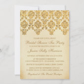 Invitation Fête des mariées vintage Glam Gold Damask (Devant)