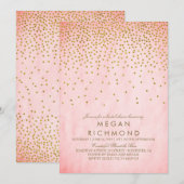 Invitation Fête des mariées vintage Gold Confetti rose (Devant / Derrière)