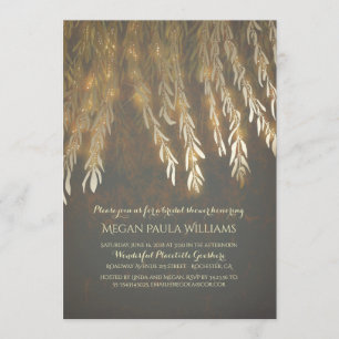 Invitation Fête des mariées vintage Gold Willow Tree Branches