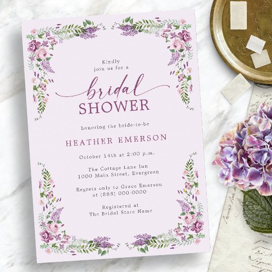 Invitation Fête des mariées Vintage Lavender