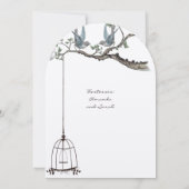 Invitation Fête des mariées vintage Lovebird Birdcage (Dos)