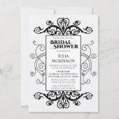 Invitation Fête des mariées Vintage noir et blanc (Devant)