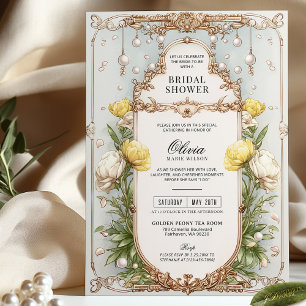 Invitation Fête des mariées Vintage or jaune vibre