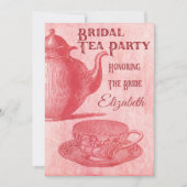 Invitation Fête des mariées vintage Pink Tea Party (Devant)