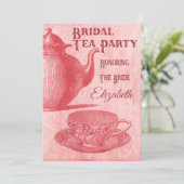 Invitation Fête des mariées vintage Pink Tea Party (Debout devant)