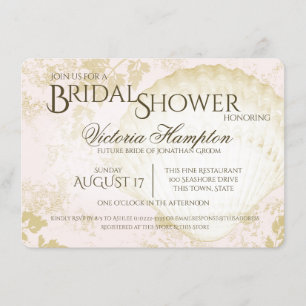 Invitation Fête des mariées Vintage Plage Rose Blush