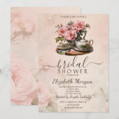 Invitation Fête des mariées vintage Retro Set Tea (Devant / Derrière)