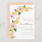 Invitation Fête des mariées vintage rose et jaune (Devant / Derrière)