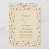 Invitation Fête des mariées vintage rose vert printemps (Devant / Derrière)