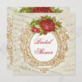 Invitation Fête des mariées vintage Rouge Rose Frame (Devant / Derrière)