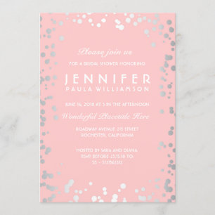 Invitation Fête des mariées Vintage Silver et Confetti Rose