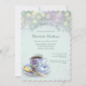 Invitation Fête des mariées vintage Tea Party Green (Devant)