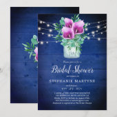 Invitation Fête des mariées Violet Calla Lily Lights Floral (Devant / Derrière)