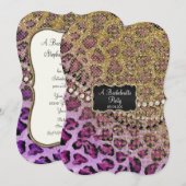 Invitation Fête des mariées violet Poster de animal léopard o (Devant / Derrière)