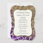 Invitation Fête des mariées violet Poster de animal léopard o (Dos)