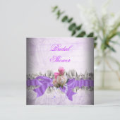 Invitation Fête des mariées violet rose Garçon dentelle blanc (Debout devant)