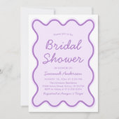 Invitation Fête des mariées violette de cuisse moderne ondulé (Devant)