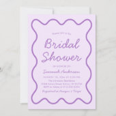 Invitation Fête des mariées violette de cuisse moderne ondulé (Devant)