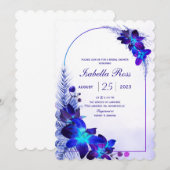 Invitation Fête des mariées violette Turquoise Blue Orchid (Devant / Derrière)