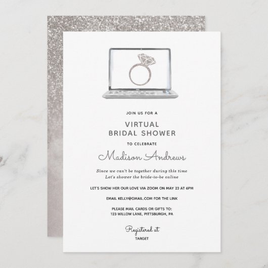 Invitation Fête des mariées virtuelle (Devant / Derrière)