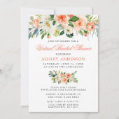 Invitation Fête des mariées virtuelle Aquarelle Coral Floral (Devant)