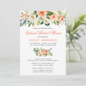 Invitation Fête des mariées virtuelle Aquarelle Coral Floral (Debout devant)