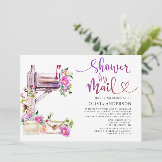 Invitation Fête des mariées virtuelle aquarelle par courrier (Debout devant)