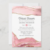 Invitation Fête des mariées virtuelle Blush et Gold Agate (Devant)