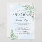 Invitation Fête des mariées virtuelle Boho Dusty Blue Eucalyp (Devant)