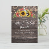 Invitation Fête des mariées virtuelle des tournesols rustique (Debout devant)