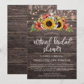 Invitation Fête des mariées virtuelle des tournesols rustique (Devant / Derrière)