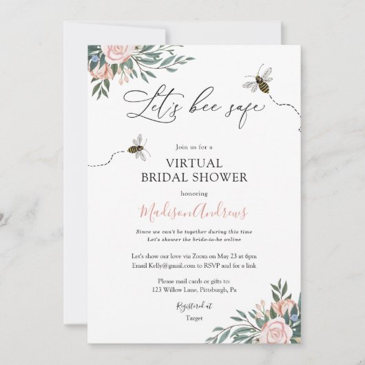 Invitation Fête des mariées virtuelle en sécurité (Devant)