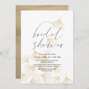Invitation Fête des mariées virtuelle Feuille Gold Ginkgo
