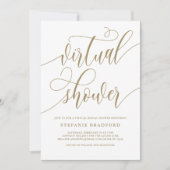 Invitation Fête des mariées virtuelle Gold Pretty Script (Devant)