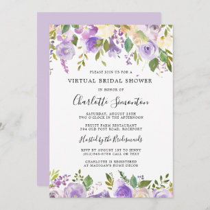 Invitation Fête des mariées virtuelle Purple verdure Botaniqu