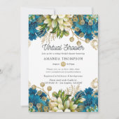 Invitation Fête des mariées virtuelle Turquoise et Gold vinta (Devant)