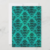 Invitation Fête des mariées virtuelle turquoise, noire et dor (Dos)