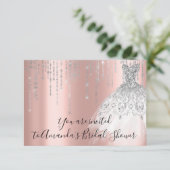 Invitation Fête des mariées Waves robe gris gris gris Rose ar (Debout devant)