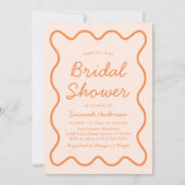 Invitation Fête des mariées Wavy Moderne Curvy Retro Peach Fu (Devant)