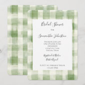 Invitation Fête des mariées Western Green Cream Plaid (Devant / Derrière)