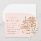 Invitation Fête des mariées Whimsical Doodé Dessin Tea Party (Devant / Derrière)