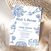 Invitation Fête des mariées Whimsical Drake Blue Petal Prosec