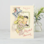 Invitation Fête des mariées Whimsical Retro Bride et Groom (Debout devant)