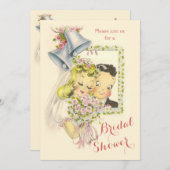 Invitation Fête des mariées Whimsical Retro Bride et Groom (Devant / Derrière)