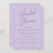 Invitation Fête des mariées Whimsical Retro Wave Lilac (Devant / Derrière)