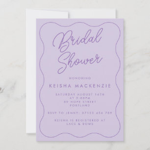 Invitation Fête des mariées Whimsical Retro Wave Lilac