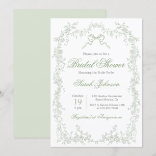 Invitation Fête des mariées Whimsical Sage Green
